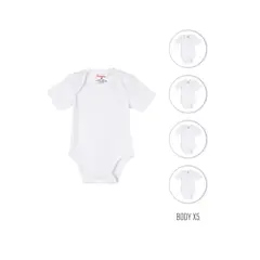 SANTANA - Combo X5 Body Bebé Manga Corta Blanco