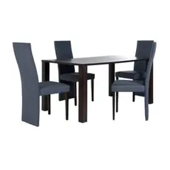MUEBLES FIOTTI - Juego de comedor 4 Puestos Wengue Gris Eliazar