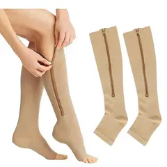 GENERAL - Medias De Compresión Vena Várice E Hinchazón Con Cremallera LXL Beige