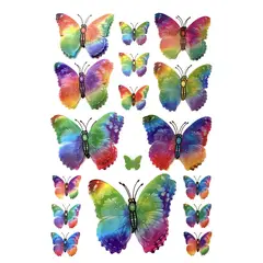 GENERICO - Set de 16 mariposas decorativas multicolor autoadhesivas - Almalu