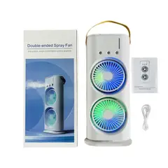 GENERICO - Ventilador Doble Cabezal Portatil Recargable Humidificador Luces