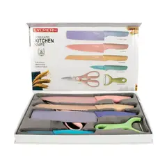 AFM - Set Cuchillos 6 Pzs Acero Inoxidable Mármol Mango Ergonómico