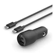 BELKIN - Cargador De Carro Dual 37w Usb-cusb-a + Cable Usb-c