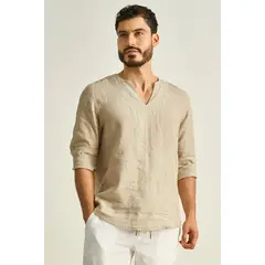 ILOT - CAMISA EN LINO MANGA LARGA Y CUELLO V SH73041S PARA HOMBRE_.