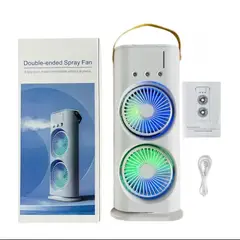 GENERICO - Ventilador portatil con spray y luces led recargable
