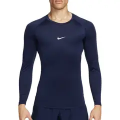 NIKE - Camiseta Pro Manga Larga-Azul