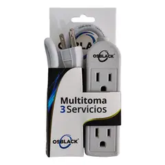 OSBLACK - Multitoma 3 Puertos 125v Polo A Tierra Resistente 15 Amp
