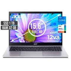 ACER - PORTATIL ASPIRE INTEL CORE I5-1235U SSD 1TB RAM 32GB LED 15,6 FULL HD
