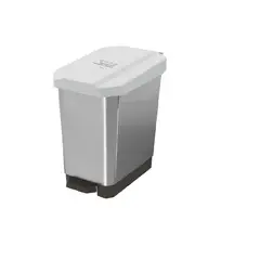 ESTRA - Caneca-Papelera Estrabins Pedal 5L Blanco-Reciclable Aprovechable-IML Metalizado