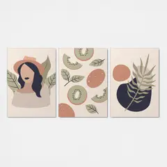 TAYRONA STORE - Cuadros Tripticos Retablo Diseños Abstractos 035 - 105x50cm