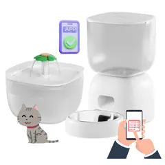 PETWANT - Comedero Inteligente Wifi y Fuente Agua para Gatos y Perros