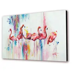 ART INDUSTRY - Cuadro 50x30cms Tipo Oleo Flamingos Decorativo