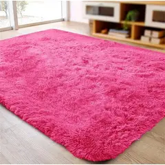 G HOME - Tapete alfombra peluda Fucsia 2 x 1,5 mt tapete peluche