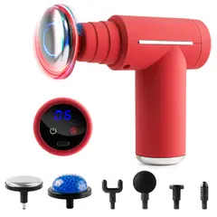 STYLE STARS - Pistola masajeador percutor calor o frío 6 nivelescabezas Rojo