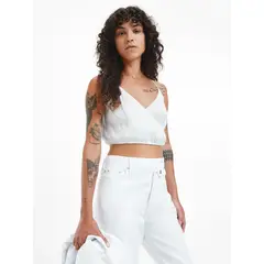 CALVIN KLEIN - Crop Top Gris Con Logo Para Mujer