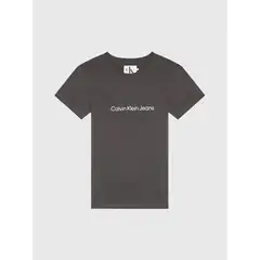 CALVIN KLEIN - Camiseta Gris De Algodón Con Logo Para Mujer