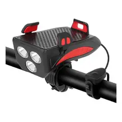 GENERICO - Linterna Recargable Bici Porta Celu Usb Power Bank + Bocina