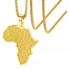 GENERICO - Collar con Colgante de Mapa de África Orgullo y Estilo_.