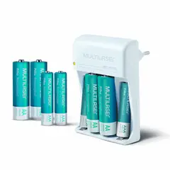 MULTILASER - Combo Baterías Multi 8 Pack - 4 Pilas Aaa Y 4 Aa + Cargador