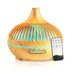 ENERGY PLUS - Difusor Aromas Con Control Luces Led 7 Colores Temporizador Madera Claro