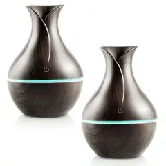 ENERGY PLUS - Combo 2 Difusores de aceites esenciales luz led 200ml Madera Oscuro