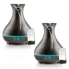 ENERGY PLUS - Combo 2 Humidificadores difusor aromas eléctrico 500ml Madera Oscuro