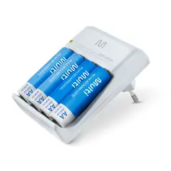 MULTILASER - Baterías + Cargador Multi Pilas Recargables Aa 2500 Mah