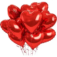 GENERICO - Globo Corazon metalizado rojo para cumpleaños x6 unidades