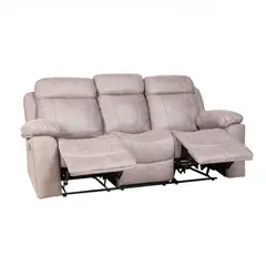 MUEBLES FIOTTI - Sofa Reclinable 3 puestos Beige Ecocuero Jarka