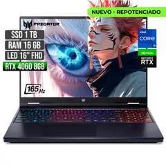 ACER - PREDATOR INTEL CORE I9-14900HX RTX 4060 8GB SSD 1TB RAM 16GB LED 16" FHD 165Hz