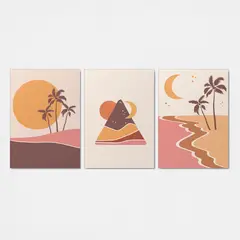 TAYRONA STORE - Cuadros Tripticos Retablo Diseños Abstractos 031 - 105x50cm