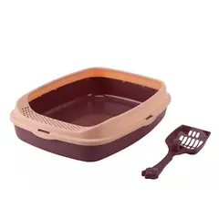 GENERICO - Bandeja Arenera Con Limpia Patas + Pala Para Gato Vinotinto