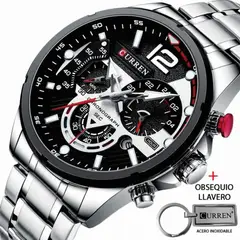 CURREN - Reloj Acero Inoxidable Cronógrafos 8395 Mas Llavero Grabado