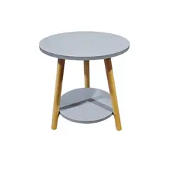 GENERICO - Mesa De Centro Nordica Redonda Gris Sala Auxiliar Decoración Moderna