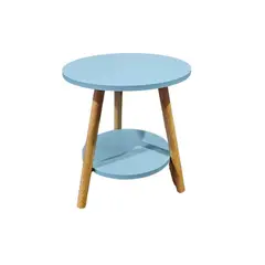 GENERICO - Mesa De Centro Nordica Redonda Azul Agua Marina Sala Auxiliar