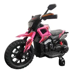 BEBESUNITA - Moto electrica estilo DT 12 voltios, acelera manubrio ROSADA