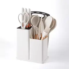 GENERICO - Set de Utensilios de Cocina x19 Piezas en Silicona Blanco