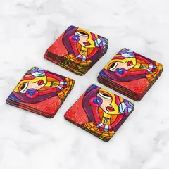 TAYRONA STORE - Portavasos Set x 6 Cara Mujer Art 56