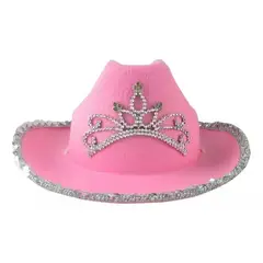GENERICO - Sombrero de vaquero rosado corona para fiestas