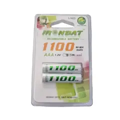 IRONBAT - Pilas Recargables Aaa X2 1100 Mah De Alta Capacidad