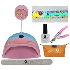 GENERICO - Kit Uñas Soft Gel + Lampara + Lima + Guillotina + Base Coat