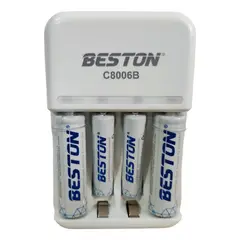 BESTON - Combo Cargador Pilas Aa Y Aaa 4 Puertos+ 2 Pilas Aa Y 2 Aaa