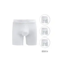 SANTANA - Combo X4 Bóxer Largo Niño Blanco