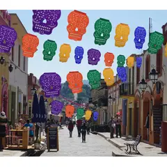 GENERICO - Banderin Guirnalda Mexicana Papel Seda Calavera Craneos 4 mt