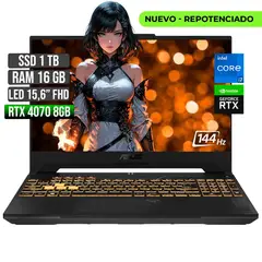 ASUS - TUF INTEL CORE I7-13620H RTX 4070 8GB SSD 1TB RAM 16GB LED 15,6" FHD 144Hz