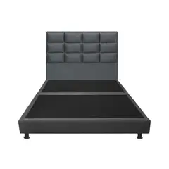 DORMILANDIA - Combo Base Cama Dividida Gris Semidoble 120x190 + Cabecero Londres