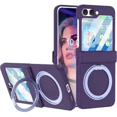 GENERICO - Funda Protección Bisagra Soporte Compatible Samsung Z Flip 6 Morado