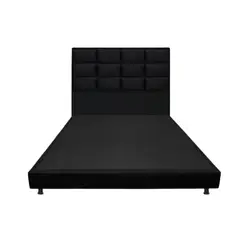 DORMILANDIA - Combo Base Cama Entera Negro Doble 140x190 + Cabecero Londres