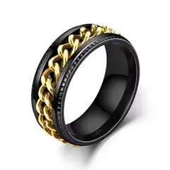 DAYOSHOP - Anillo Cadena De Eslabones Giratoria Acero Dorado + Estuche_.