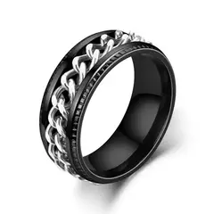 DAYOSHOP - Anillo Cadena De Eslabones Giratoria Acero Bicolor + Estuche_.